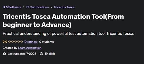 Tricentis Tosca Automation Tool(From beginner to Advance) (2023)
