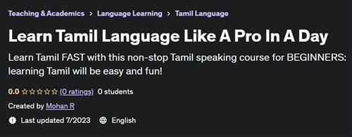 Learn Tamil Language Like A Pro In A Day