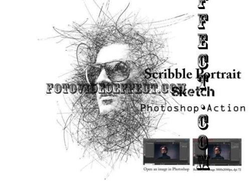 Scribble Portrait Sketch PS Action - 26703721