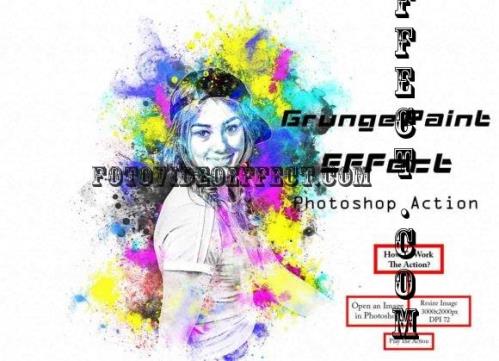 Grunge Paint Effect Photoshop Action - 26973727