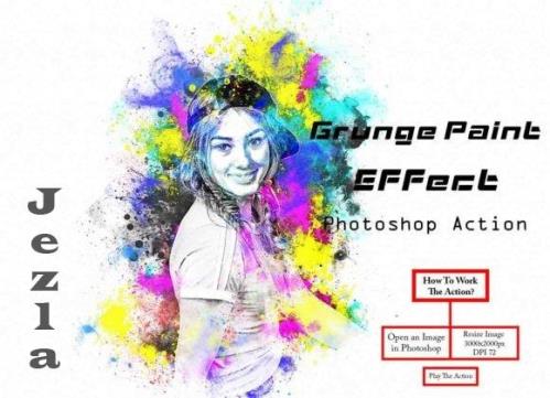 Grunge Paint Effect Photoshop Action - 26973727