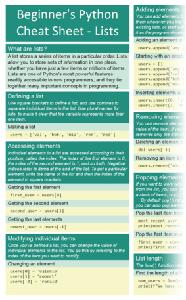 Beginner’s Python Cheat Sheets