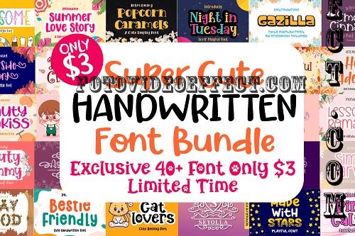 Super Cute Handwritten Font Bundle - 41 Premium Fonts