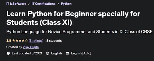 Learn Python for Beginner specially for Students (Class XI)