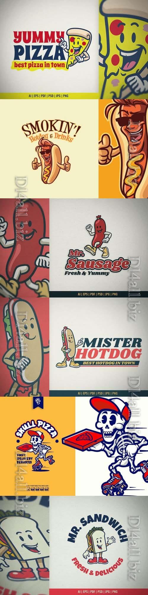 Vintage Cartoon Mascot Logo Restaurant