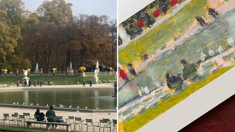 Cinematic Travel Sketching Paris Parks With Oil Pastels