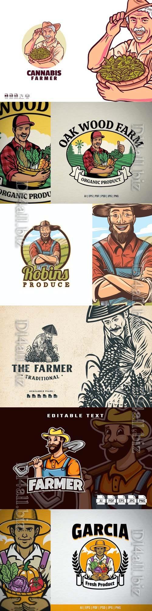 Farmer Mascot Agriculture Logo