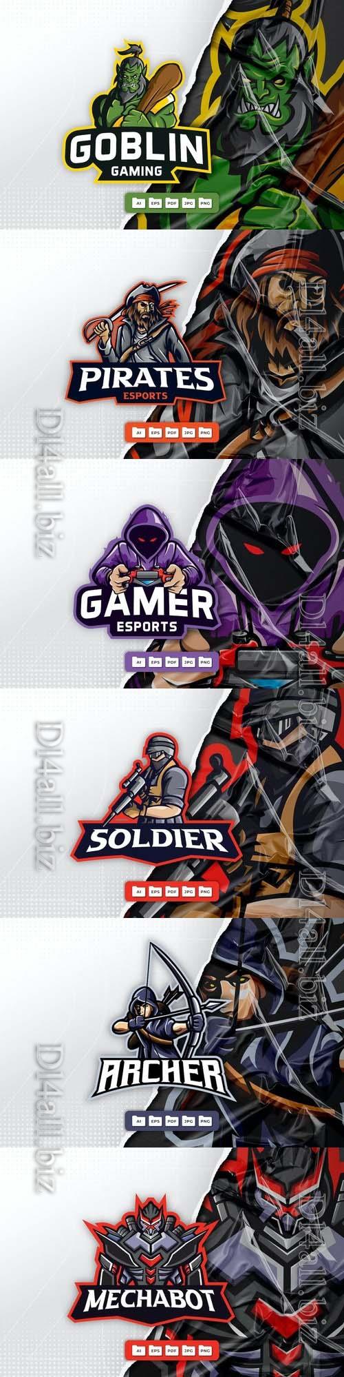 Warrior, soldier, pirates, goblin, gamer, archer, mascot logo design