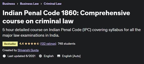 Indian Penal Code 1860 Comprehensive course on criminal law