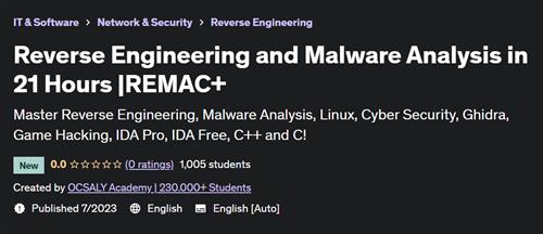 Reverse Engineering and Malware Analysis – REMAC+ 2023