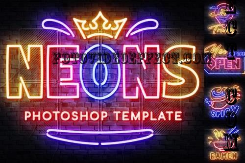 Neon Outline Photoshop Template - 27116575