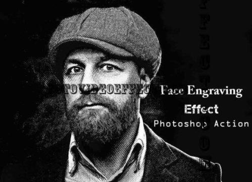 Face Engraving Effect PS Action - 27121289