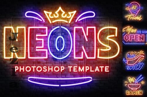 Neon Outline Photoshop Template - 27116575