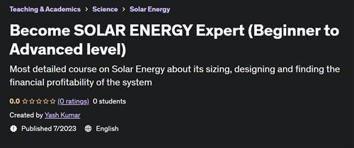 Become SOLAR ENERGY Expert (Beginner to Advanced level)