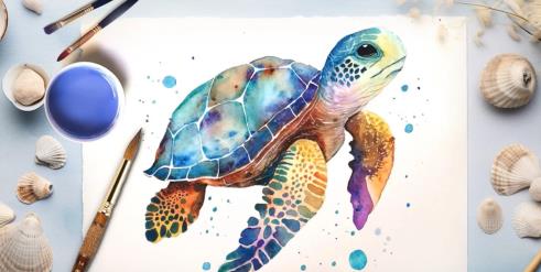 Dive into Watercolor – Paint Expressive Turtles with Harmonious Colors