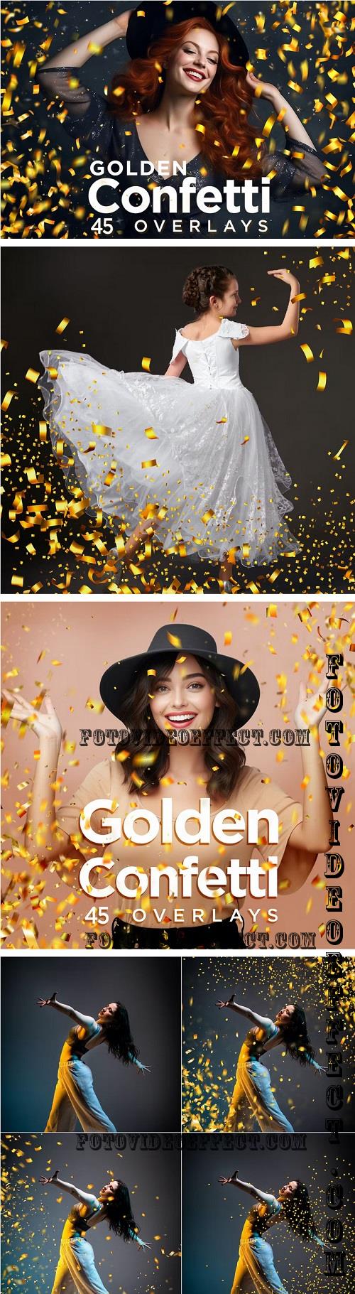45 Golden Confetti Photoshop Overlays, Glitter - 4LGLX54