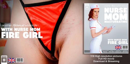 Fire Girl (41) - British nurse Fire Girl is a skinny cougar who loves to play with her shaved pussy