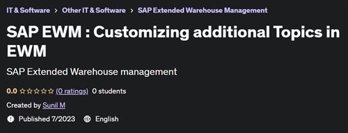 SAP EWM – Customizing additional Topics in EWM