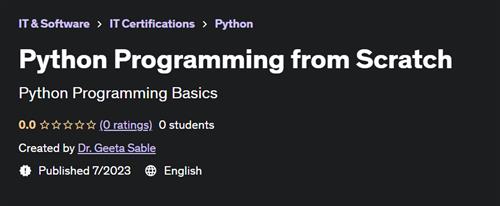 Python Programming from Scratch Dr. Geeta Sable