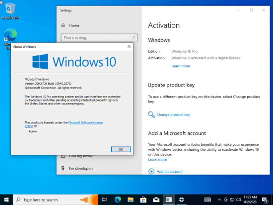 Windows 22H2 build 19045.3271 Preactivated