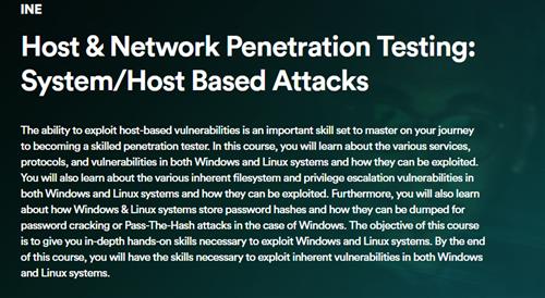 INE – Host & Network Penetration Testing – System Host Based Attacks