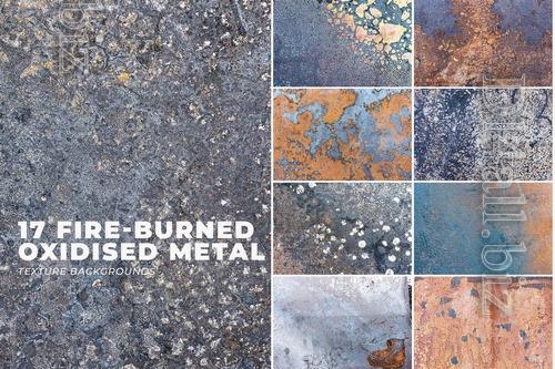 17 Fire-Burned Oxidized Metal Surface Textures