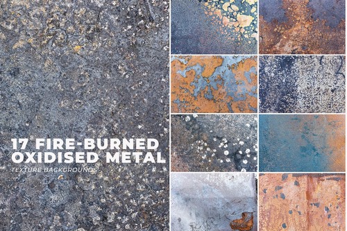 17 Fire-Burned Oxidized Metal Surface Textures