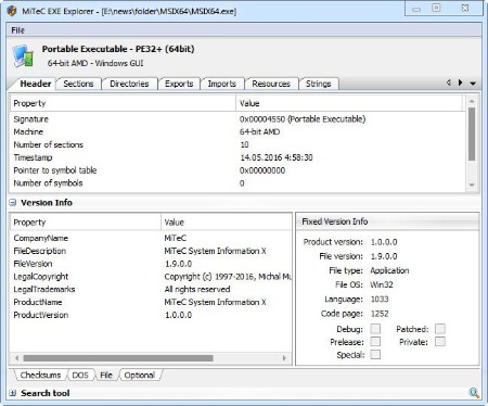 MiTeC EXE Explorer 3.6.5