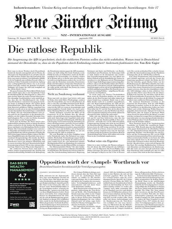 Neue Zürcher Zeitung International - 19. August 2023