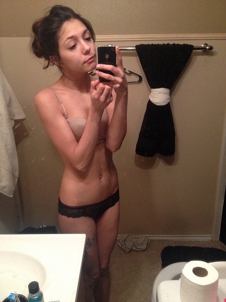 Very cute slim girl shows her innocent body