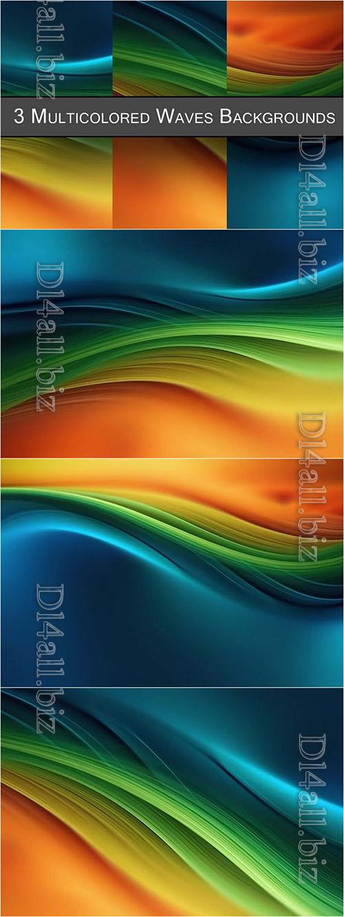 Multicolored Waves Background Set