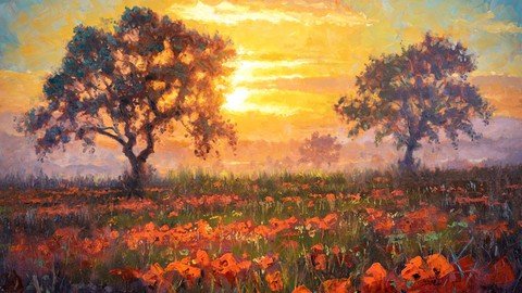 Impressionism Paint This Poppy Field In Oil Or Acrylic