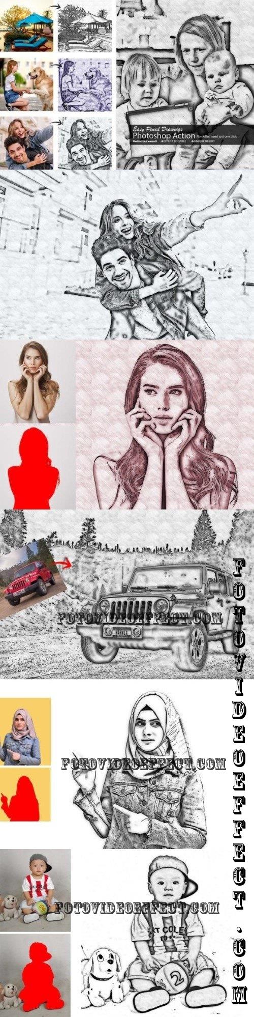 Easy Pencil Drawing Photoshop Action - 12750337