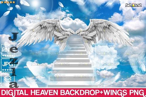 Funeral Heaven Clouds Backdrop wings png  - 2757786