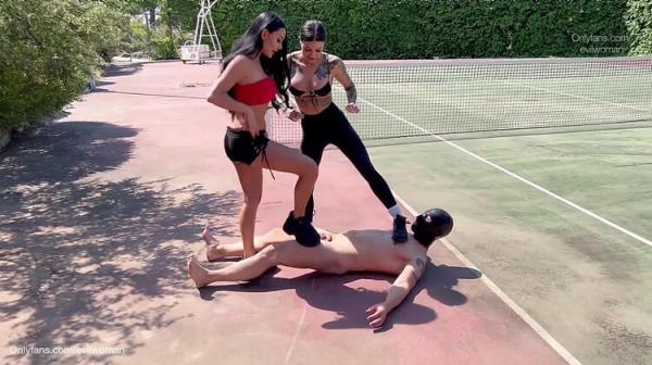 Evil Woman - Casual Girls Dominating Loser On Tennis Court [HD 1078p] 2023
