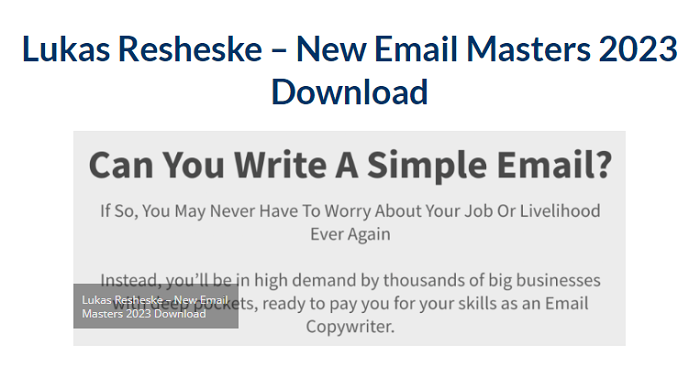 Lukas Resheske – New Email Masters Download 2023