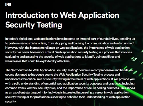 INE – Introduction to Web Application Security Testing