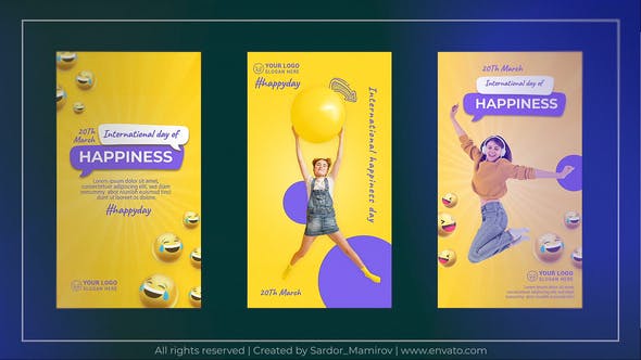 Videohive - International Day of Happiness Emoji Instagram Story 47863305