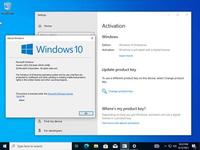 Windows 10 Enterprise 22H2 build 19045.3448 Preactivated Multilingual September 2023 (x64)