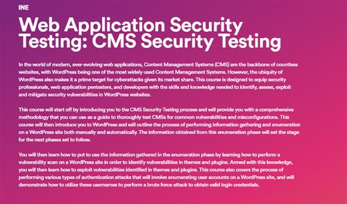 INE – Web Application Security Testing CMS Security Testing
