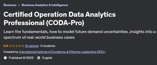 Certified Operation Data Analytics Professional (CODA–Pro)