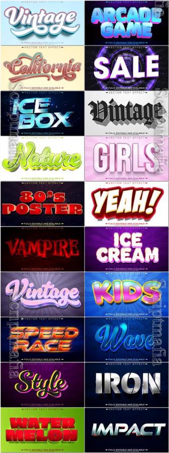 20 Vector 3d text editable, text effect font vol 3