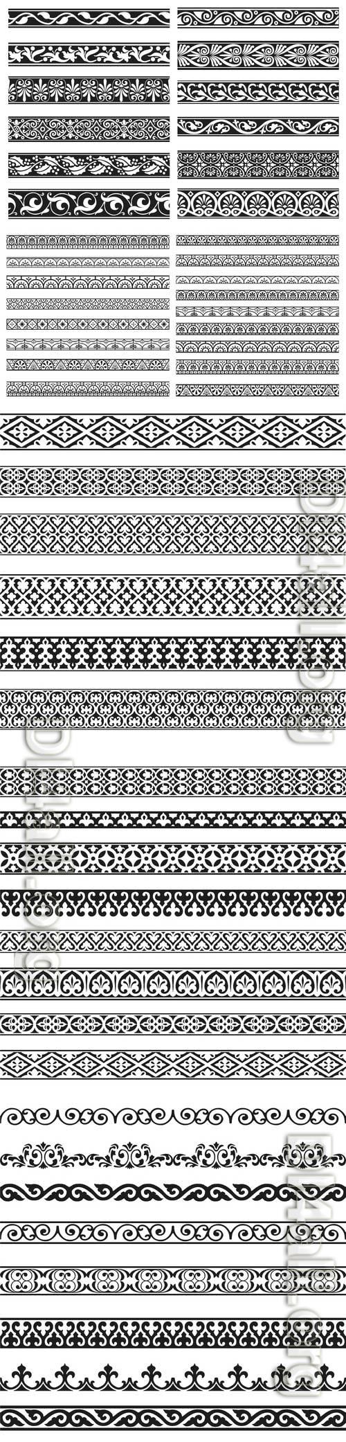 Decorative seamless ornamental border vector set