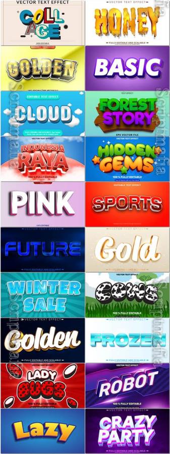 20 Vector 3d text editable, text effect font vol 5