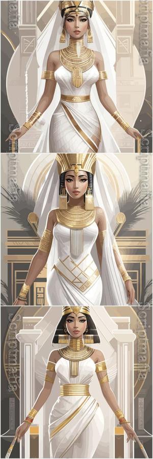 Vector legendary egyptian pharaoh illustration woman