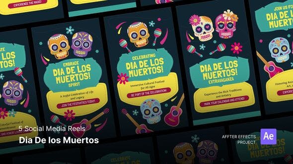 Videohive - Social Media Reels - Dia de Los Muertos After Effects Template 48230661