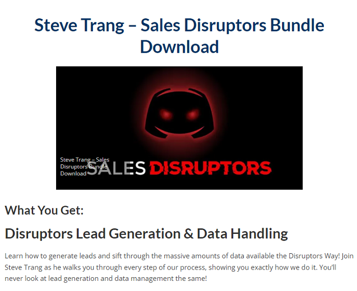 Steve Trang – Sales Disruptors Bundle Download 2023