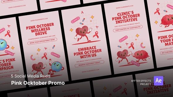 Videohive - Social Media Reels - Pink October Promo After Effects Template 48129404