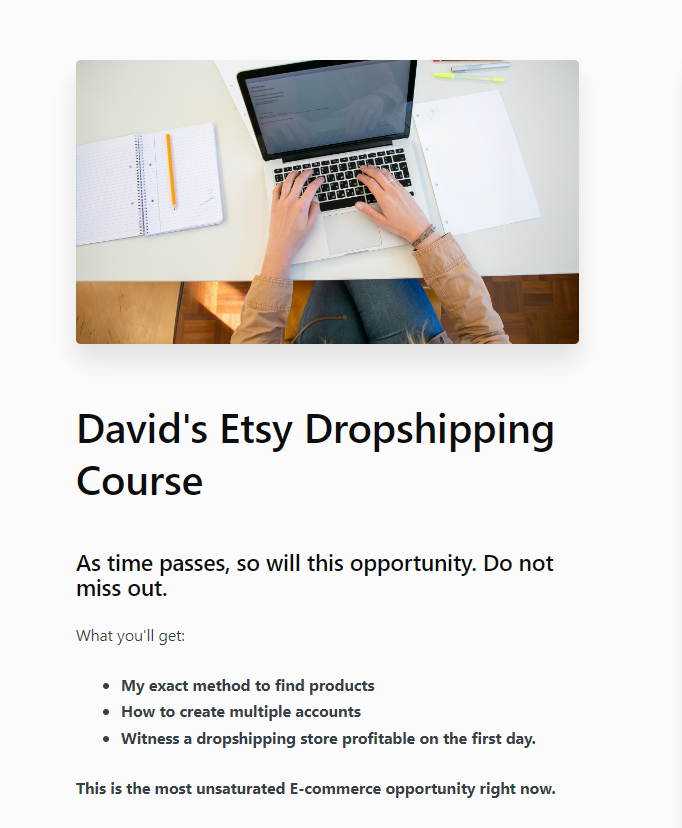 David's Etsy Dropshipping Course Download 2023
