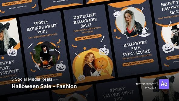 Videohive - Social Media Reels - Halloween Sale Fashion After Effects Template 48207302